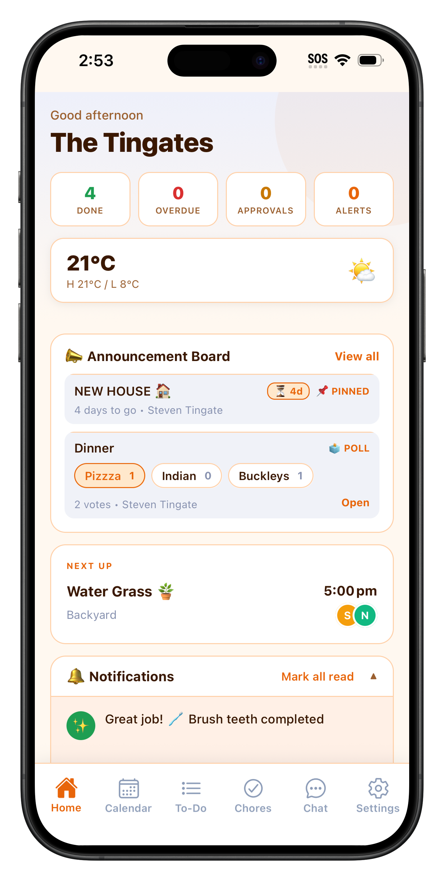 Child dashboard — Sunburst theme