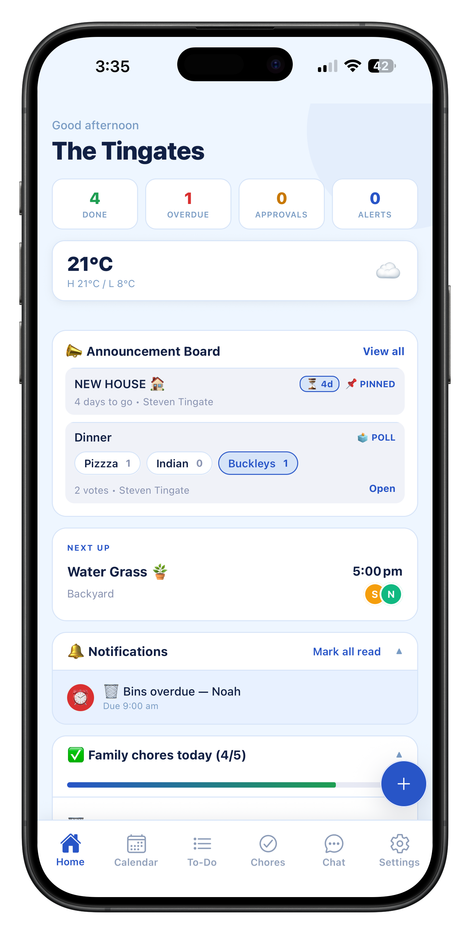 Parent dashboard — Cloud Atlas theme